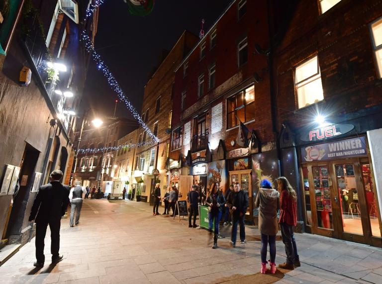 Womanby street, Cardiff at night