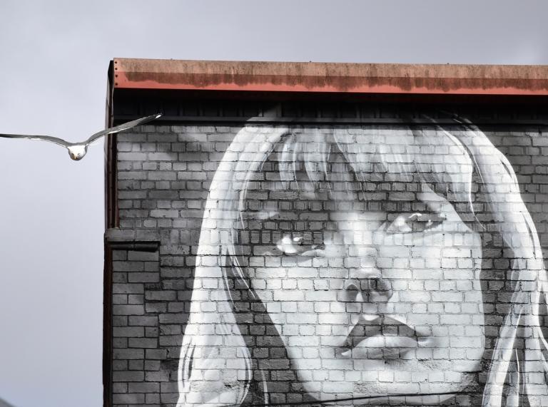 mural on a wall in Cardiff